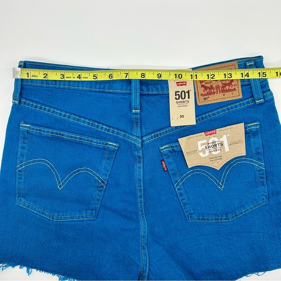 Levi's Women's 501 Vibrant Blue Denim Shorts High Rise Size 30R - Picture 5 of 10